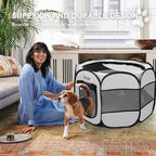 Pet Cat Playpen for Indoor Cats Enclosed, Puppy Dog Play Pen for Outdoor Travel Camping (Medium Size, Light Grey)