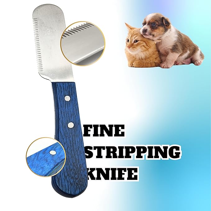 Professional Pet Grooming Tool for Dogs & Cats – Stainless Steel Comb with Safe Rounded Blades for Removing Knots, Tangles & Loose Hair – Comfortable Non-Slip Handle (Black)