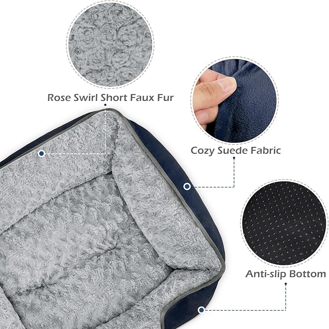 INVENHO X-Large Dog Bed Rectangle Washable Orthopedic Soft Calming Sleeping Durable Pet Cuddler with Anti-Slip Bottom