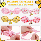 EXPAWLORER Bunny Ear Cat Collar with Bell, Soft Breakaway Kitten Collar with Bow and Accessory, Pink Girl Cat Collars with Safety Quick Release Clasp, Pet Collar for Valentine's Day (Strawberry)