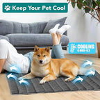 PetAmi Cooling Mat for Dog, Premium Pet Cooling Blanket for Crate Kennel, Indoor Cat Cool Sleeping Pad, Q-MAX Cold Sofa Couch Cover for Summer, Gray/Light Grey, Medium (29x40)