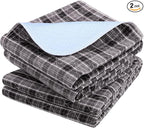 OUTCREATOR® Washable Bed Pads 34" x 56" (Pack of 2), Incontinence Mattress Protector, Anti-Slip Waterproof Underpads for Adults Kids Elderly Pets, Absorbency & Reusable Bedwetting Pads (Black Plaid)