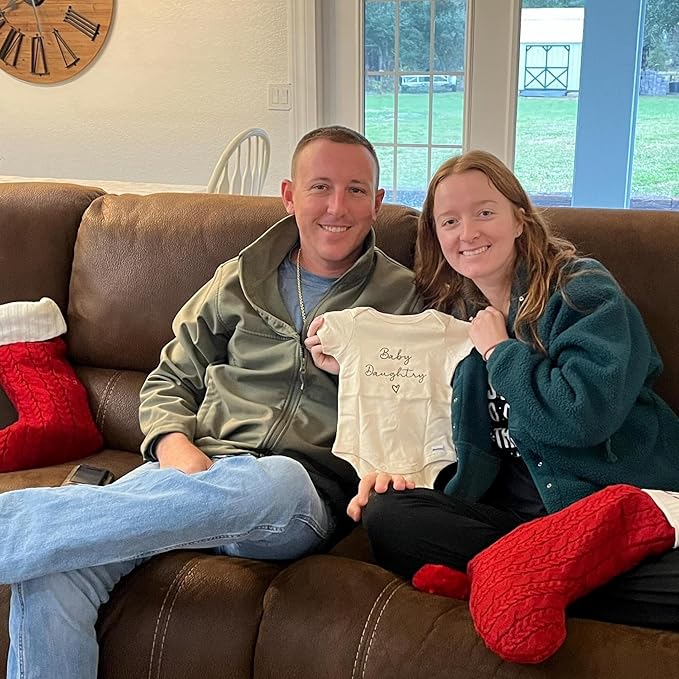 COUPLEHOODIES Personalized Baby Onesie Bodysuit – Custom Embroidery Gift for Pregnancy Reveal Baby Shower or First Grandchild