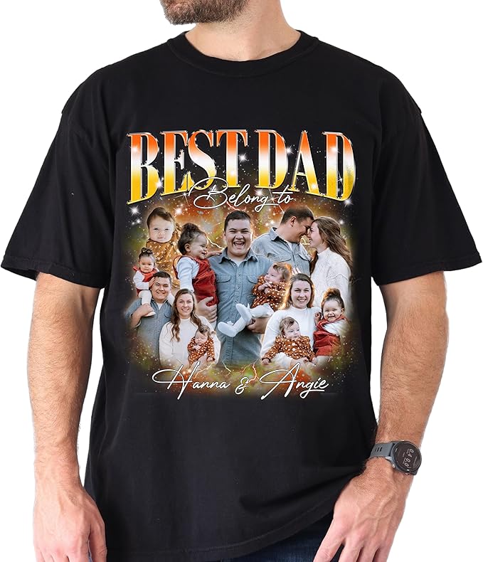 Custom Dad Shirt Personalized Picture T-Shirt for Men for New Dad Daddy Gift for Grandpa