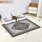 Glittme Cat Litter Mat with Non-Slip Bottom Litter Box Mat 40"X30" Litter Trapping Mat Easy to Clean Washable Cat Food Mat for Kitty,XL