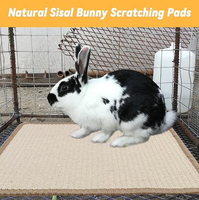 Sisal Scratcher Mat for Rabbit,15.74 x 11.81 Inch Bunny Scratch Mat for Grinding Claw Resting Playing Chew Natural Sisal Rabbit Foot Mat for Ferret,Guinea Pigs,Hedgehog,Chinchillas