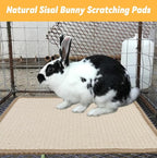 Sisal Scratcher Mat for Rabbit,15.74 x 11.81 Inch Bunny Scratch Mat for Grinding Claw Resting Playing Chew Natural Sisal Rabbit Foot Mat for Ferret,Guinea Pigs,Hedgehog,Chinchillas