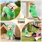 Small Dog Hoodie Soft Warm Fleece Fall Winter Dog Clothes Cute Puppy Sweaters Cat Coat Funny Blank Pullover Doggy Hooded Sweatshirts for Small Dogs Chihuahua Costumes Kitten Outfits(Green,S)