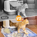 Glittme Cat Litter Mat with Non-Slip Bottom Litter Box Mat 33"X22" Litter Trapping Mat Easy to Clean Washable Cat Food Mat for Kitty,L