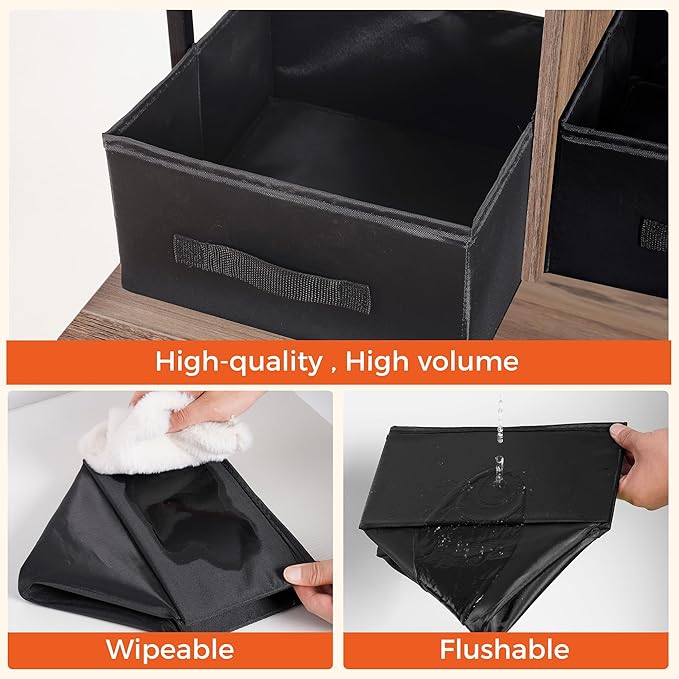 Dwanton Litter Box Enclosure with 2 Storage Shelves and 2 Drawers, 2-in-1 Hidden Cat Litter Box Enclosure Furniture with Shelf, Reversible Entrance, Washable Drawers, 50-Inch, Greige
