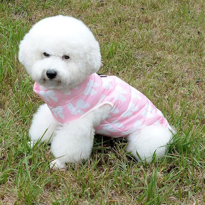 SMALLLEE_Lucky_Store New Various Pet Cat Dog Soft Padded Vest Harness Small Dog Clothes Pink Bow, Model: BFL049-Pink-L, L(Chest 17.7" Back 15.0")