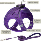 Dog Harness with Leash Set, No Pull Adjustable Reflective Step-in Puppy Pet Vest Harnesses for Small Medium Large Dogs and Cats,Purple XL