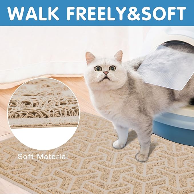 UPSKY Cat Litter Mat, Litter Trapping Mat Soft on Kitty Paws, Large Litter Box Mat 35" x 24" Scatter Control for Indoor Cats Waterproof and Extra Large Pretty Litters Carpet