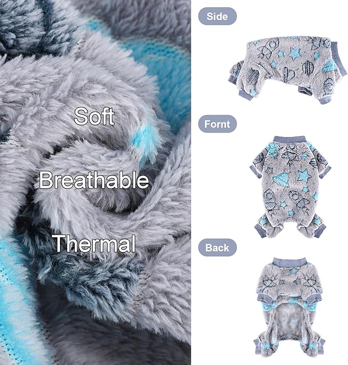 Fleece Dog Pajamas for Small Dogs Boy Warm Winter Dog Clothes Pjs Cute Extra Small Dogs Sweaters 4 Legs Puppy Jumpsuit Soft Puppy Onesies Pet Apparel Outfits for Chihuahua Yorkie Cat, Grey, XS