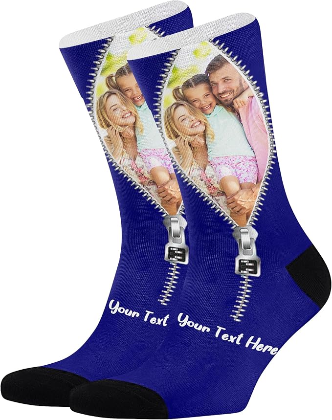 Artsadd Custom Face Socks for Dad Fathers Day Gift Novelty Personalized Photo Pet Socks Customized Crew Sock -Made In USA