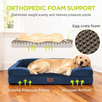 Extra Large Dog Bed, Orthopedic XL Washable Bed for Big Dog Waterproof Pet Couch Sofa Bolster with Removable Cover, Non-Slip Bottom, Tennis Ball Toy, 42x30