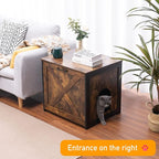 Dwanton Cat Litter Box Furniture Hidden, Cat Litter Box Enclosure, Reversible Entrance Can Be on Left or Right Side, Indoor Cabinet, Wooden Washroom, End Table, Nightstand, Rustic Brown, 23.6" L