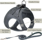 Dog Harness with Leash Set, No Pull Adjustable Reflective Step-in Puppy Pet Vest Harnesses for Small Medium Large Dogs and Cats,Grey L