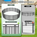 Dog Playpen Metal Dog Fence Outdoor for Yard 32" Height 48 Panels Portable Dog Pen Pet Kennel for RV Camping(Black-Silver)