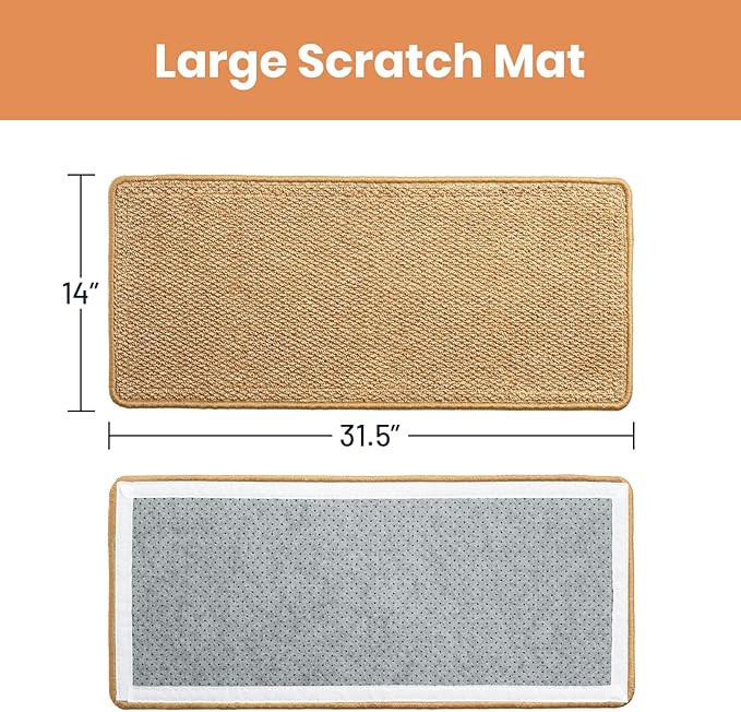 Ordora Cat Scratcher & Mat Set: 31.5" Extra Large Cat Scratch Pad&Bed – Cat Wall Scratcher Protects Sofas and Furniture – Ideal for Indoor Cats to Scratch and Rest