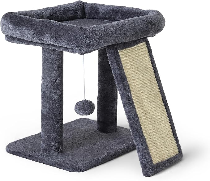 17.1-inch Small Cat Tree Tower with Scratching Post for Indoor Cats,Grey
