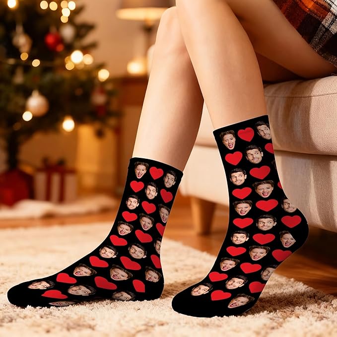 D-Story Custom Short Pajama Set with Pet Face Personalized Photo Sleepwear 2 Pieces Pjs Nightwear Xmas Gift for Women