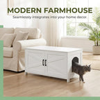 Homhedy 39.4" L Cat Litter Box Enclosure, Pet House with Barn Door, Wooden Cat Washroom Furniture, Fit Most of Litter Box, White