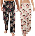 Artsadd Personalized Christmas Pajama Pants Socks for Men Custom Photo Pajama Bottoms for Men S-XXL