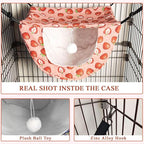 JSPYFITS Cat Cage Hammock with Ball,Double Layer Hanging Adjustable Soft Pet Bed Suit for Kitten Ferret Puppy Rabbit or Small Pet, 2 Level Indoor Bed for All Season(Pink Strawberries)