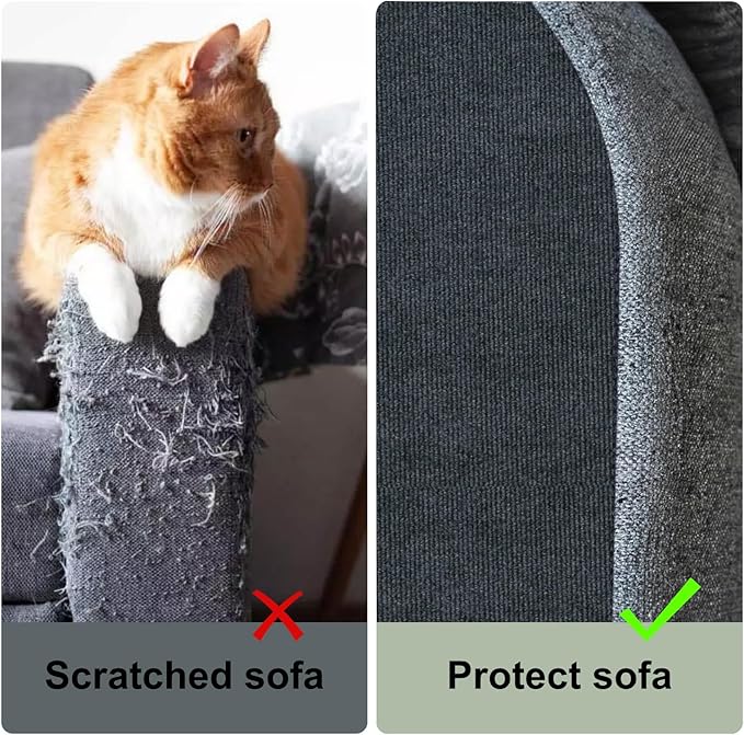 Cat Scratching Climbing Carpet Mat, Adhesive Trimmable Cat Scratcher Furniture Protector, Cat Post Covered Pad Replacement for DIY Cat Tree Shelf Steps Couch Corner Wall(Darkgrey,78.7x15.8In)