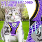 PUPTECK Cat Harness and Leash Set Escape Proof Reflective Cat Walking Harness Adjustable Soft Breathable Mesh Vest for Small Pets, Purple, S