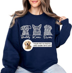 Custom Dog Mom Sweatshirt, Personalized Line Art Portrait Dog Hoodie, Customized Pet Lover Gifts, Custom Outline Pet Gift (Sweatshirt) Natural