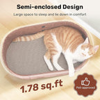 FUKUMARU Cat Scratcher, 24 Inch Sofa Shape Cat Scratching Bed, Reversible Detachable Cats Scratching Board, Round Cats Scratch Pads Refill Indoor, Caramel