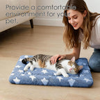 Dog Bed Mat for Crate, Soft Kennel Pad, Durable Comfort Mat for Dogs and Cats, Home and Crate Use (NavyBlue&Star, 18"*14"*1.5")