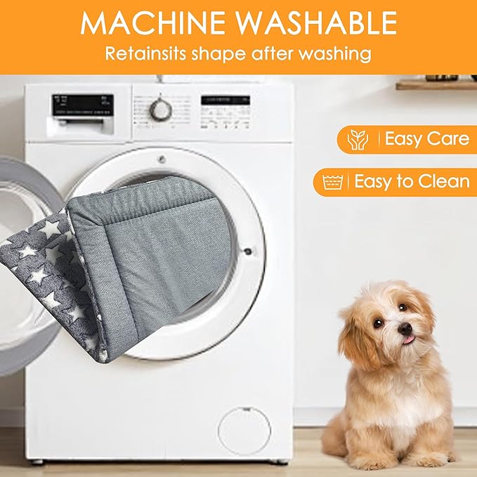 Washable Dog Bed Plush Orthopedic Outdoor Crate Mat with Non-Slip Bottom,Luxe Soft Kennel Pad for Pets, Cozy Cage Cushion & Pet Sleeping Mattress Large Sized,Medium,Small Dogs,30 x 20 inch,Gray