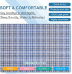 OUTCREATOR® Washable Bed Pads 34" x 54" (Pack of 2) for Incontinence Mattress Protector, Reusable Underpads for Elderly, Adults, Kids, Pets with Anti-Slip Bottom (Light Blue Plaid)