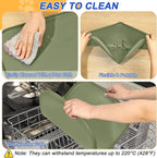 Silicone Pet Feeding Mat with Raised Edge for Food and Water, Dog Bowl Mats, Cat Bowls Placemat with High Lip for Floor Waterproof, Rubber Tray for Cats and Dogs 24 x 16 x0.8 Light Olive Green