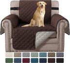 H.VERSAILTEX Chair Slipcover Reversible Chair Cover for Dogs Water Resistant Chair Cover for Living Room Washable Furniture Protector Cover Seat Width Up to 21"(Armchair, Brown/Beige)