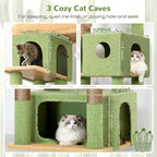 Globlazer Large Cat Tree, 80 inch Multi-Level Cactus Tall Climbing Tower Kitty Condos Cat Scratching Tower for Indoor Multiple Large Adult Cats Kittens with 3 Cat Caves, 3 Hanging Baskets, F80F, Green