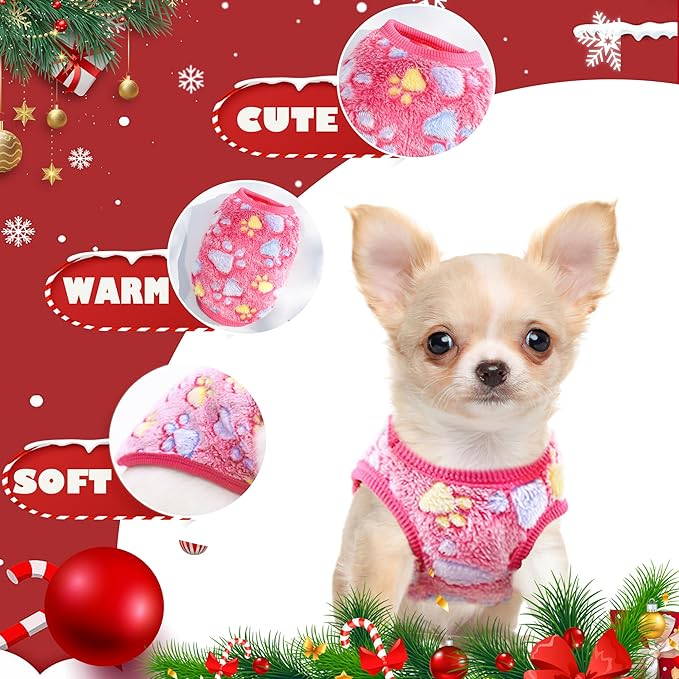 2 Pieces Chihuahua Sweater for Teacup & Extra Small Dogs - Xmas Pet Puppy & Cat Clothing - Warm Winter Clothes (X-Small)