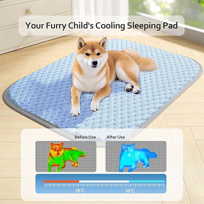 Trumoon Cooling Mat for Dogs and Cats, Pet 3D Pebble Cooling Blanket for Indoor and Outdoor (Grey, Large(21.6"×27.6"))