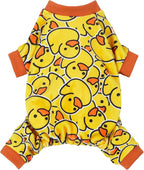 Fitwarm Funny Duck Dog Pajamas, Dog Winter Clothes for Small Dogs Girl, Lightweight Velvet Pet Jumpsuit, Cat Onesie, Yellow, XS