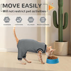 PUMYPOREITY Cat Recovery Suit for Hind Legs, Cat Surgical Spay Suit with Leg Sleeves to Stop Licking, Long Rear Sleeve Wound Cover Abdomen Kitten Onesie, Grey, L