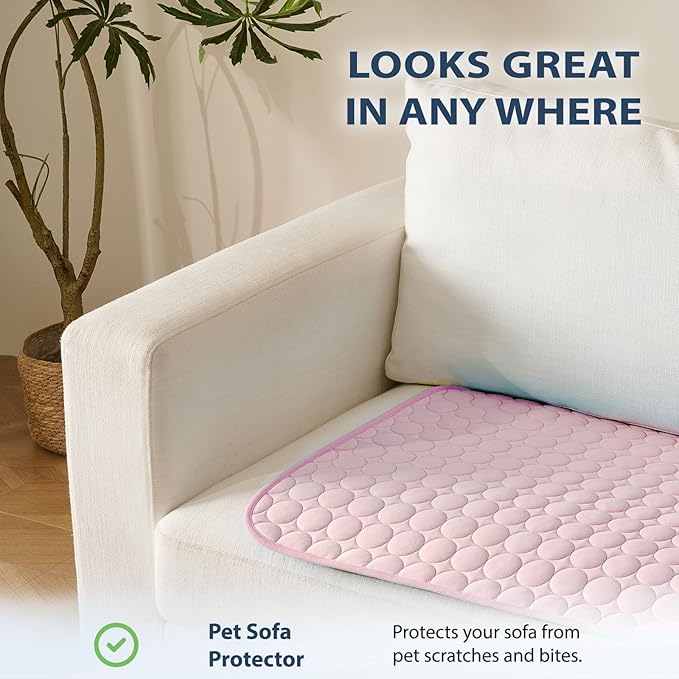MICROCOSMOS Summer Cooling Mat & Sleeping Pad- Water Absorption Top, Materials Safe, Easy Carry, EZ Clean. Keep Cooling for Pets, Kids and Adults.(Pink, 48" x48")