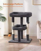 FourFurPets 27.6-Inch Cat Tree, Cat Tower for Indoor Cats, Cat Condo for Large Cats, Small Cat Tree with Scratching Post, Toy Balls, for Kittens, 2 Soft Platform, Dark Gray