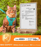 Halypet Cat Harness and Leash Set [ MAX Safety Third Generation ] Escape Proof Soft Adjustable Cat Leash Breathable Comfortable Vest Easy to Wear Kitten Harness for Outdoor Walking
