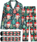 Custom Face Pajamas for Women Men,Personalized Dog Cat Pet Pajamas Set,Christmas Long Sleeve Sleepwear Pjs