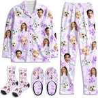 Artsadd Custom Pajamas for Women Men Family, Personalized Face Pjs Pajama Pants, Funny Pet Photo Loungewear Sleepwear Jammies