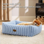 Bedsure ComfyFleece™ Washable Dog Bed for Medium Dogs - Cute Furry Puppy Beds, Rectangle Orthopedic Corduroy Fleece Pet Beds with Removable Zipper Cover, 25x21x7inches, Blue