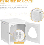 Yaheetech Cat Litter Box Enclosure, Litter Box Furniture Hidden with Towel Bar, Wooden Pet Washroom, Dog Proof Cat Litter Box Cabinet, Indoor Cat House, Side End Table, White